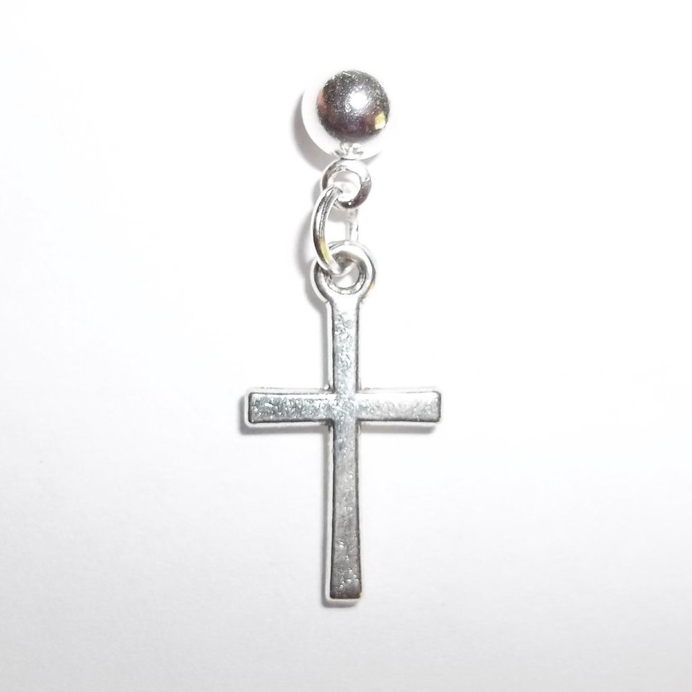 One Silver Cross Earring Men's Jewelry NWT 5342